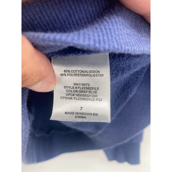 Disney Stitch Holiday Aloha Christmas Sweatshirt Pullover Blue size 7 - Picture 4 of 5